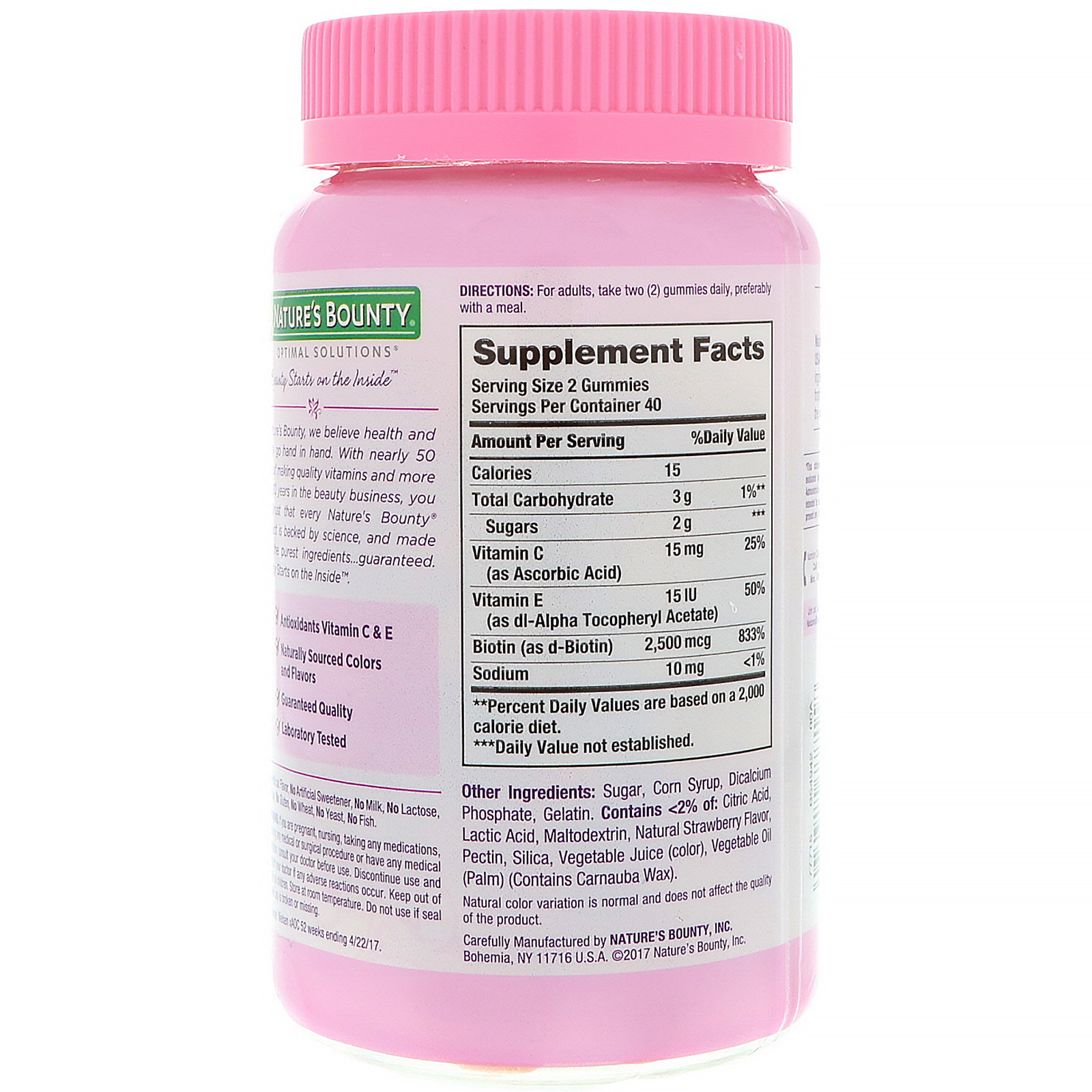 Nature's Bounty Optimal Solutions, Hair Skin And Nails Gummies Strawberry Flavored - Beautynation - International Makeup & Skincare Nature's Bounty Optimal Solutions, Hair Skin And Nails Gummies Strawberry Flavored - Beautynation - International Makeup & Skincare